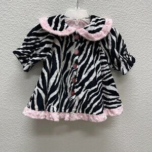 Love & Lace Girls 6 Months Fleece Swing Coat Jacket Plush Zebra Whimsical Minky
